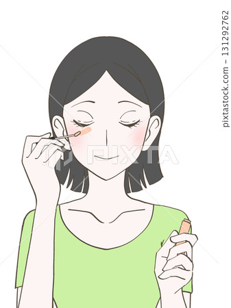 一位女士塗抹遮瑕膏的插圖 131292762