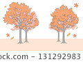 Autumn background of a row of trees turning red 131292983