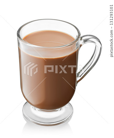 glass cup of hot chocolate isolated on white background glass cup of hot chocolate isolated on white background 131293101