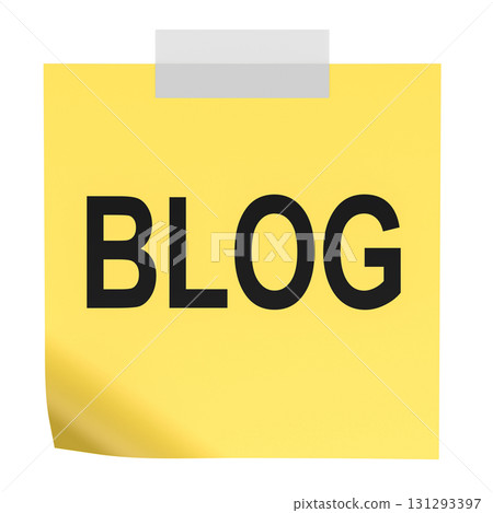 Blog, yellow sticky note. 3D rendering 131293397