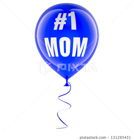 Number one mom, blue balloon. 3D rendering 131293431