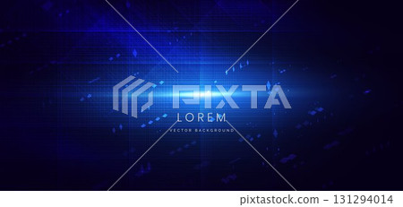 Abstract lines blue with lightinge effect on dark blue background. Technology concept. 131294014