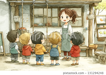 Miyu系列：在校園裡玩耍的孩子們和Miyu學生鞦韆 131294248