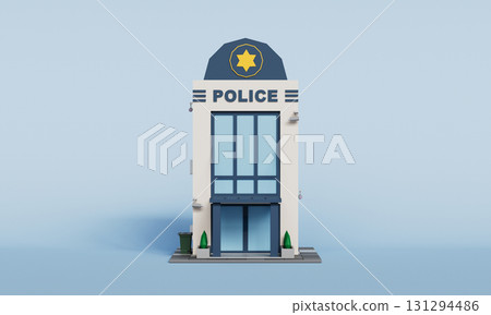 Isometric Police Station Building . 3D Rendering. 131294486