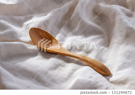 Classic handmade spoon with warm country feel, great for editorial or print design 131294872
