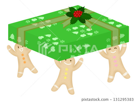 Gingerbread man carrying gifts 131295383