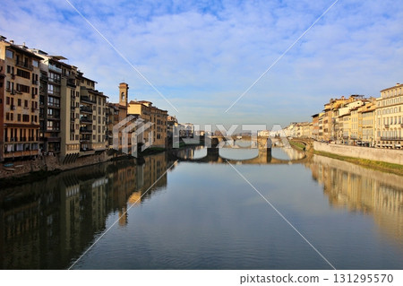 View of the Arno River from the Ponte Vecchio, Florence, Italy View of the Arno River from the Ponte Vecchio, Florence, Italy 131295570