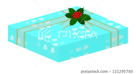 Rectangular gift box with holly decoration Rectangular gift box with holly decoration 131295780