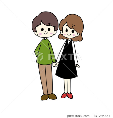Illustration of a couple holding hands 131295865