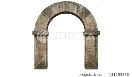 old, weathered stone arch with a clear, isolated background, historical, fantasy, medieval, or architectural design projects 131295866