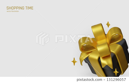 Black festive gifts tied with glossy golden bows. Black festive gifts tied with glossy golden bows. 131296057