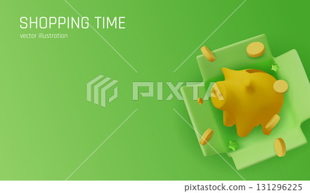 Elegant 3D piggy bank illustration with golden coins, ideal for finance, banking, investment, and money-saving advertisements. Elegant 3D piggy bank illustration with golden coins, ideal for finance, banking, investment, and money-saving advertisements. 131296225