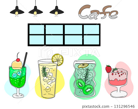 時尚咖啡館飲料手繪插圖、咖啡館菜單、標籤設計 131296546