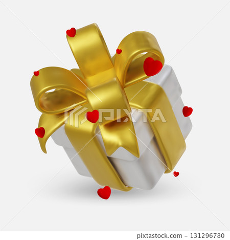 Elegant 3D Render of Romantic Gift Boxes with red Bows and Red Hearts Elegant 3D Render of Romantic Gift Boxes with red Bows and Red Hearts 131296780