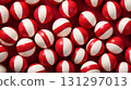 Red and white bonbons candies background. Generative AI 131297013