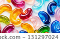 Colorful jelly worms sweets background. Generative AI 131297024