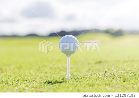 高爾夫球和球座的低角度 131297192