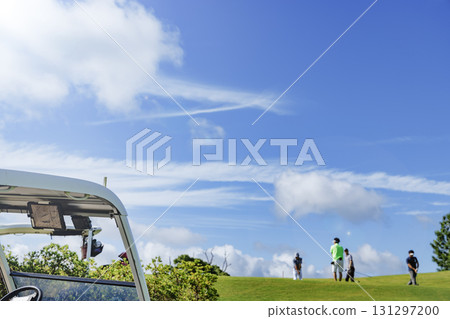 Golf cart and beautiful blue sky Golf cart and beautiful blue sky 131297200