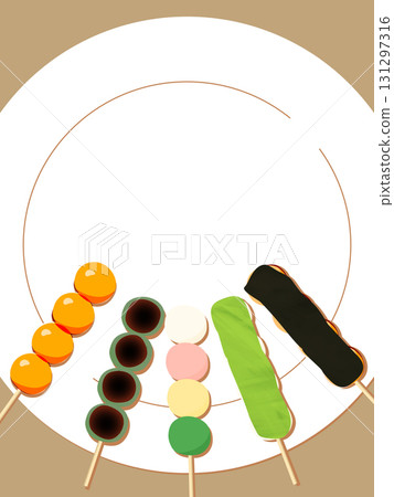 盤子上排列著各種餃子的背景框 盤子上排列著各種餃子的背景框 131297316