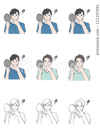 圖解集:關心自己皮膚、照鏡子的男人 圖解集:關心自己皮膚、照鏡子的男人 131297991