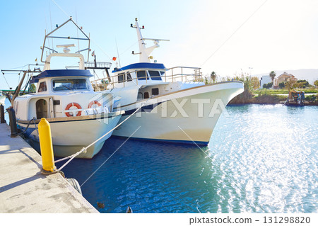 Cullera fisherboats port in Xuquer Jucar river 131298820