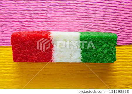 Mexican coconut flag candy striped chredded 131298828