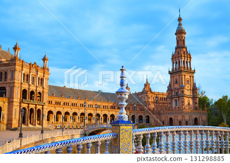 Seville Plaza de Espana sunset Andalusian Sevilla Seville Plaza de Espana sunset Andalusian Sevilla 131298885