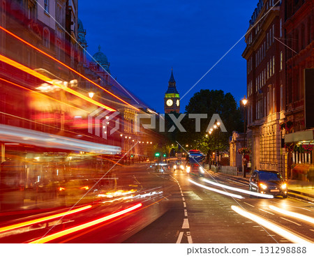 London Big Ben from Trafalgar Square traffic 131298888