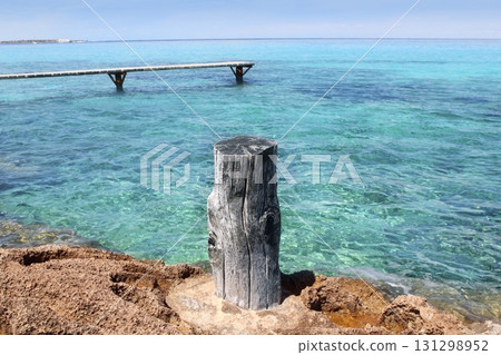 Formentera Illetes turquoise sea wooden pier 131298952