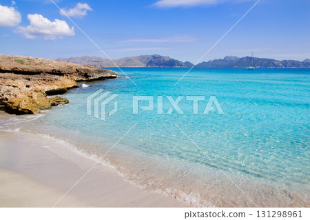 Alcudia beach in Cala San Pere from Balearic Mallorca Alcudia beach in Cala San Pere from Balearic Mallorca 131298961