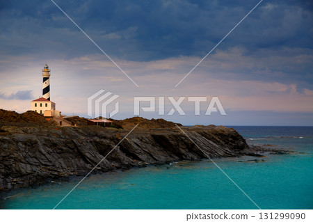 Cap de Favaritx sunset lighthouse cape in Mahon Cap de Favaritx sunset lighthouse cape in Mahon 131299090