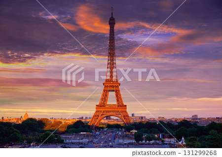 Eiffel tower at sunset Paris France 131299268
