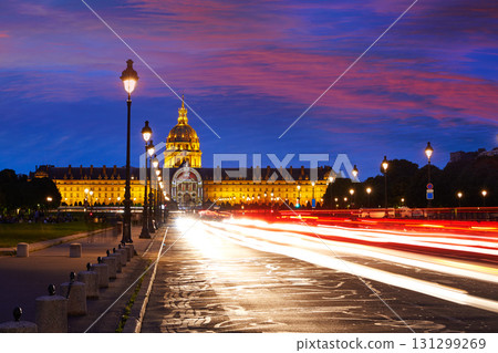 Les Invalides sunset facade in Paris France Les Invalides sunset facade in Paris France 131299269