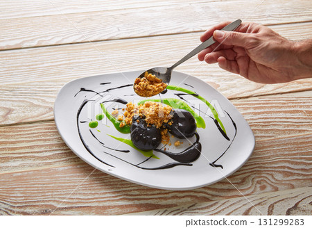 Molecular gastonomy cuttlefish roes mayonnaise 131299283