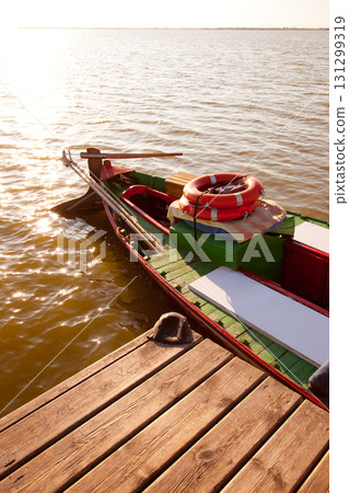 Albufera lake traditional boats in Valencia Albufera lake traditional boats in Valencia 131299319