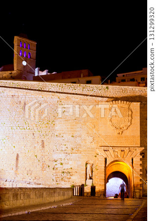 Ibiza castle night lights with fort main door Ibiza castle night lights with fort main door 131299320