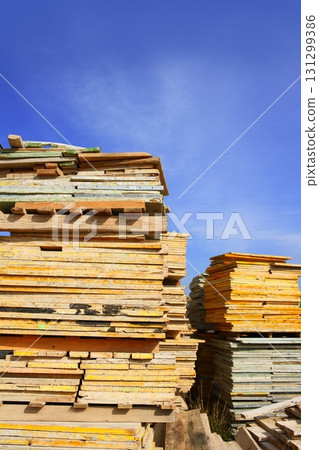 formwork shuttering wood board stacked blue sky formwork shuttering wood board stacked blue sky 131299386