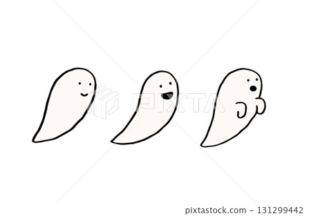 萬聖節/萬聖節材料：有趣的鬼魂排成一線飛行/鬼魂 131299442