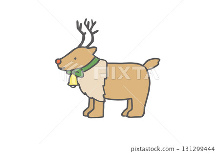 Christmas material: Simple reindeer illustration, bells, decorations, ornaments 131299444