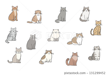 Illustration set of various types of cats 131299452