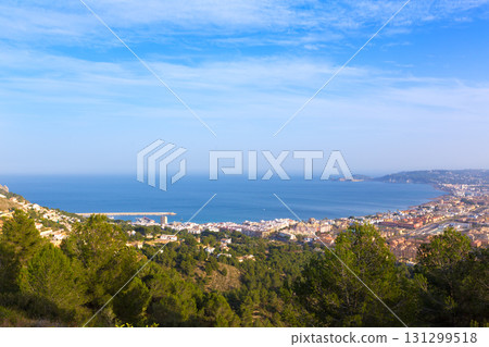 Javea Xabia aerial skyline from Molins Alicante Spain Javea Xabia aerial skyline from Molins Alicante Spain 131299518