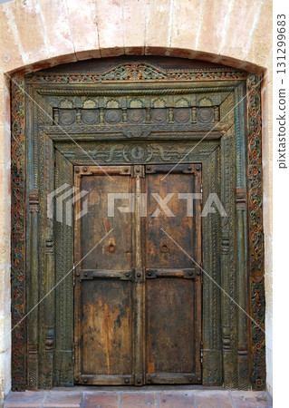 ancient eastern indian wooden door 131299683