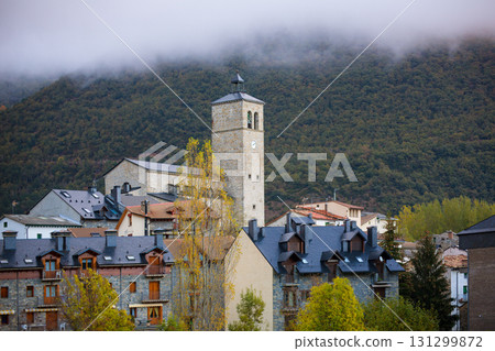 Biescas village in Huesca Aragon Pyrenees of Spain Biescas village in Huesca Aragon Pyrenees of Spain 131299872