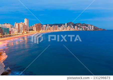 Benidorm sunset Alicante playa de Levante beach sunset in spain Benidorm sunset Alicante playa de Levante beach sunset in spain 131299873