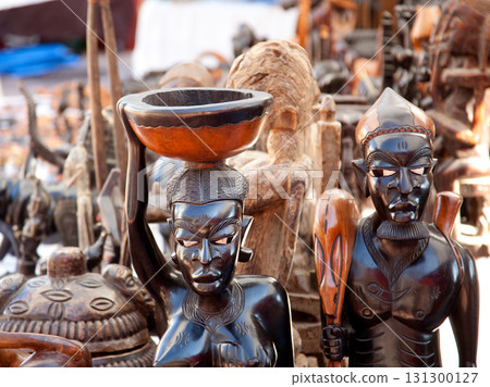 african handcraft dark wood carved figures 131300127