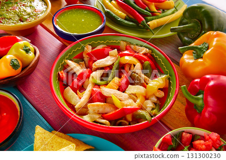 Chicken fajitas mexican guacamole pico gallo chili 131300230
