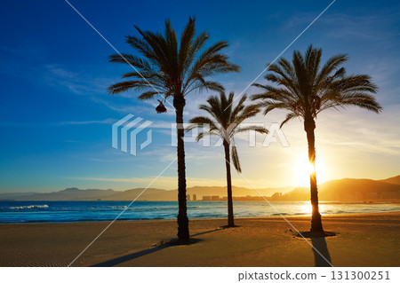 Cullera Playa los Olivos beach sunset in Valencia 131300251