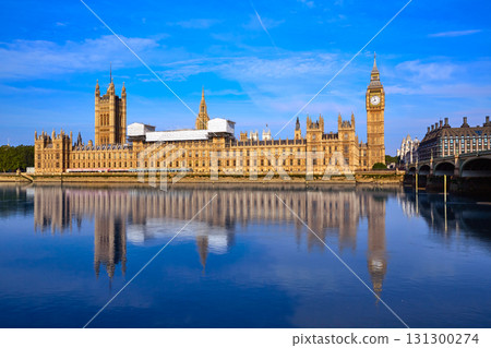 Big Ben Clock Tower and thames river London Big Ben Clock Tower and thames river London 131300274