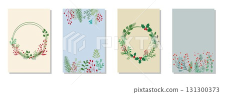 Winter Leaf Decoration Christmas Card Set 131300373