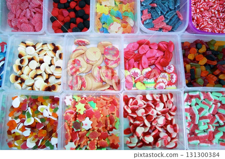 candy colorful sweets jelly in boxes pattern 131300384
